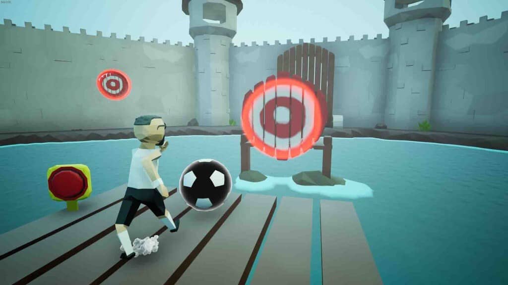 Thử thách sút bóng chính xác trong Lucky Goal Gameplay Lucky Goal sút bóng trúng mục tiêu trên thành lũy nước