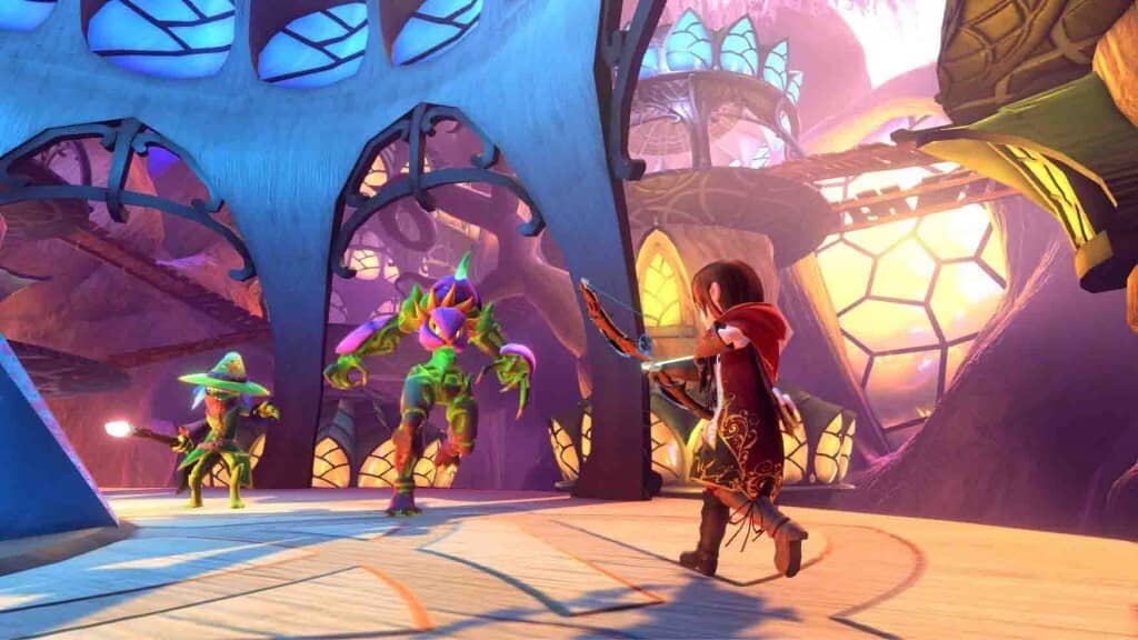 Onirism: Carol đối đầu với kẻ thù trong đền thờ Elf Gameplay Onirism: Caroline chiến đấu với hai quái vật trong kiến trúc Elf