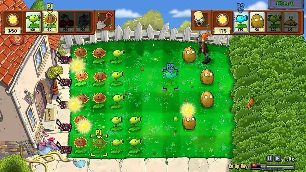Gameplay khởi đầu (Level 1-3) Plants vs. Zombies Replanted Plants vs Zombies Replanted Level 1-3 gameplay - Cấp độ đầu tiên với Sunflowers và Peashooters cơ bản chống lại Zombie