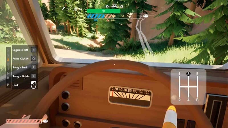 Hướng dẫn lái xe và hộp số sàn trong RV There Yet Gameplay RV There Yet góc nhìn người lái cabin điều khiển