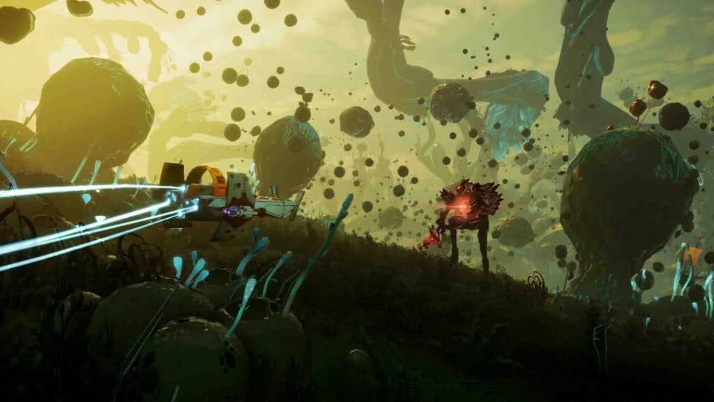 Tàu chiến Starlink Battle for Atlas chiến đấu với quái vật giữa sương mù