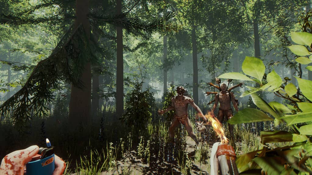 Người chơi The Forest đối mặt hai dị nhân với bom cháy trong rừng rậm