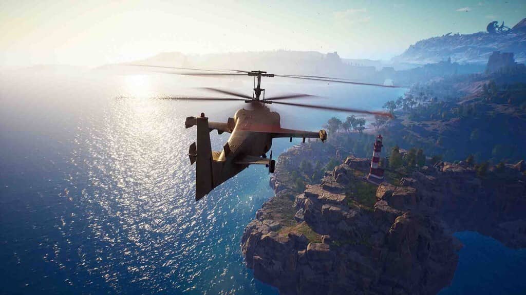  Gameplay The Front trực thăng chiến đấu bay ven biển cạnh ngọn hải đăng
