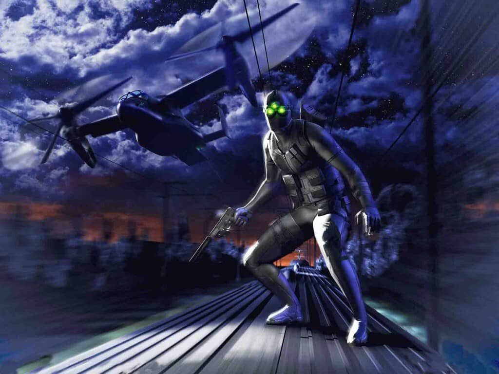 Sam Fisher Splinter Cell Pandora Tomorrow hành động nóc tàu Osprey đêm