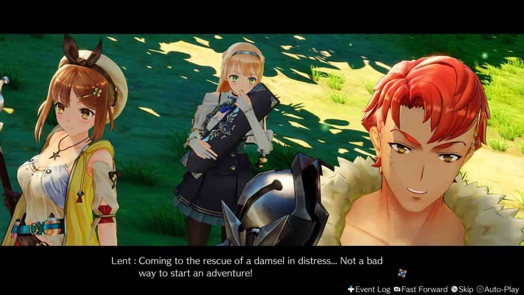 Atelier Ryza Lent giải cứu cô gái mở đầu chuyến thám hiểm Ryza và Lent trò chuyện trong Atelier Ryza - cảnh cắt mở đầu kết lưu