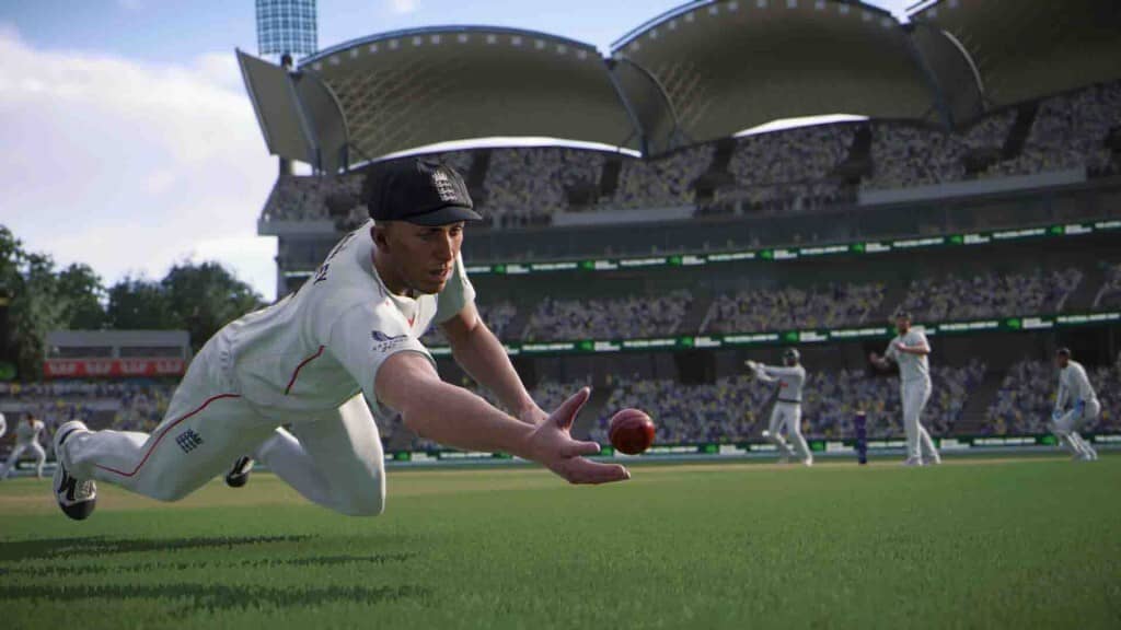 Gameplay Cricket 26 - Cảnh bắt bóng Test Match Cricket 26 gameplay cảnh cầu thủ Anh lặn bắt bóng đẳng cấp