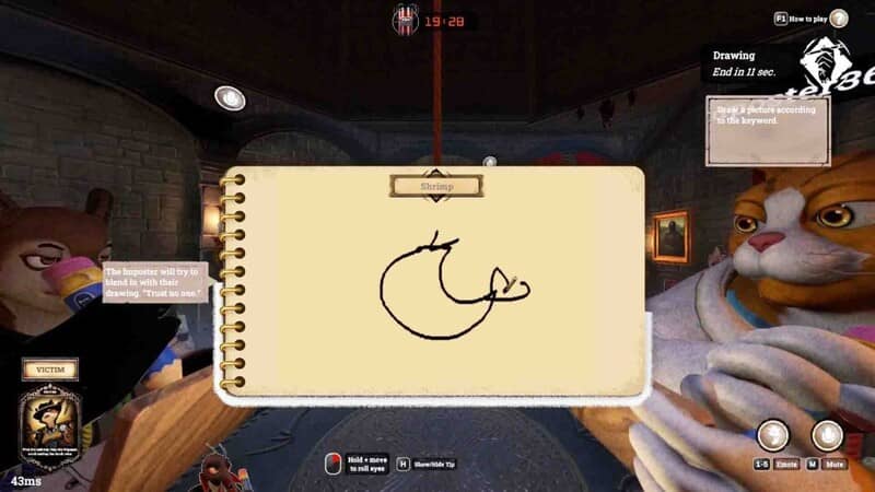 First Class Trouble Drawing mini game Shrimp Trò chơi nhỏ Drawing trong First Class Trouble, người chơi vẽ hình con tôm (Shrimp)