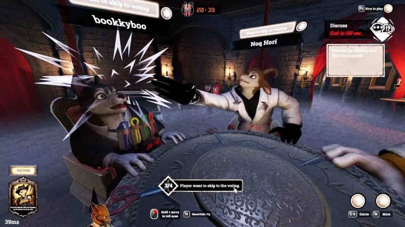 First Class Trouble thảo luận bỏ phiếu loại bỏ Gameplay First Class Trouble, cảnh thảo luận và bỏ phiếu loại bỏ người chơi, nhân vật người sói bị tát