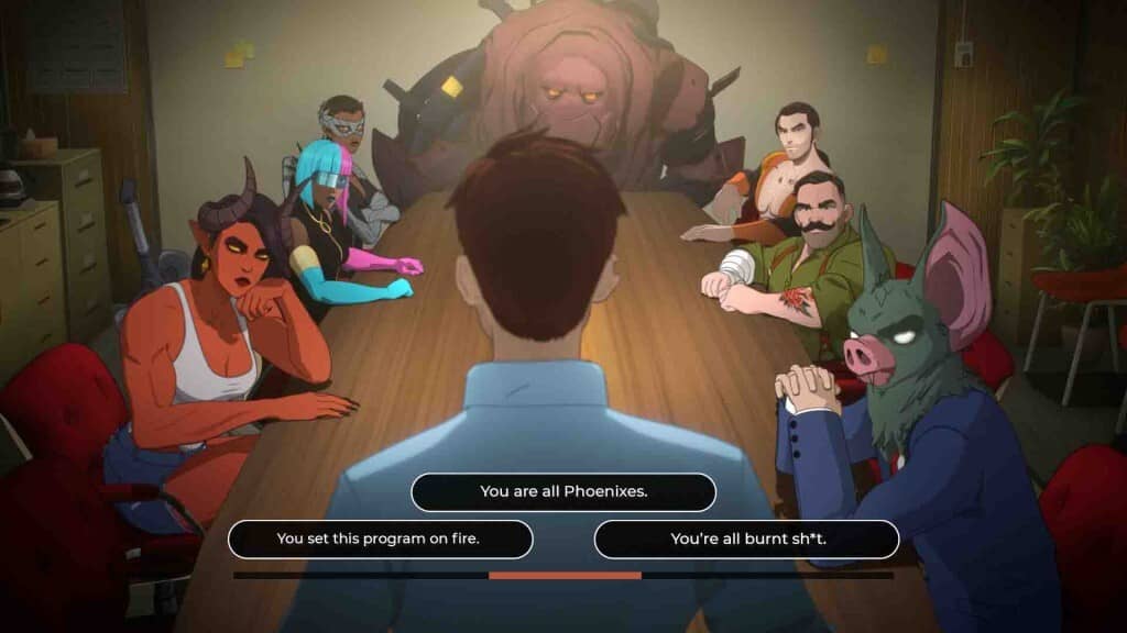 Lựa chọn đối thoại và các nhân vật siêu anh hùng trong game Dispatch