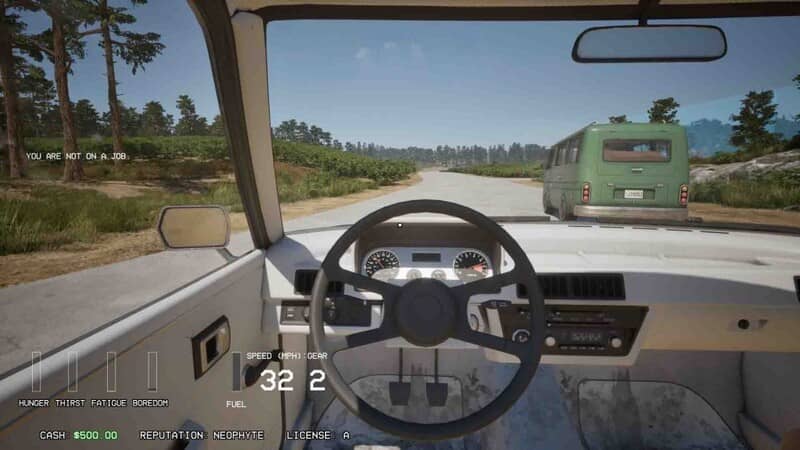Driving Life: Lái xe trên đường, tốc độ 32 mph Gameplay Driving Life góc nhìn người lái cabin ô tô