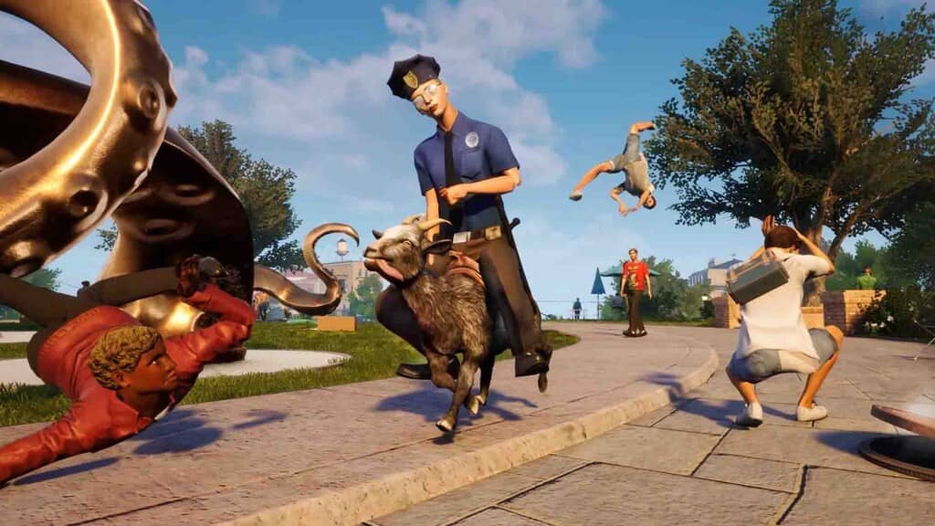 Goat Simulator 3 dê cưỡi cảnh sát đuổi bắt người chơi