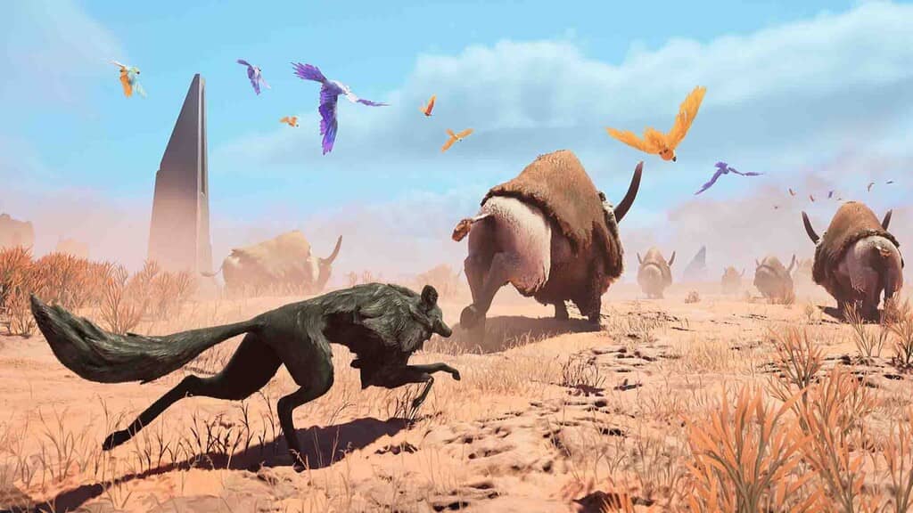 Gameplay Lost Ember Rekindled Edition sói săn đuổi bò rừng