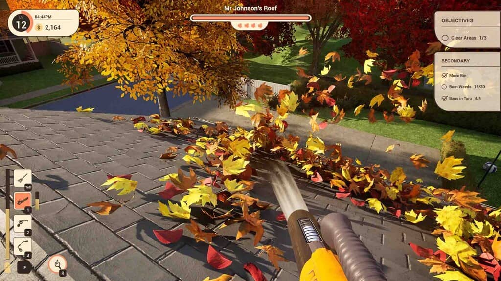 Gameplay Leaf Blower Co dọn lá rụng trên mái nhà Mr. Johnson