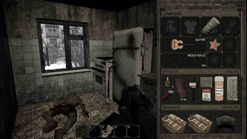 Giao diện quản lý đồ đạc và trang bị trong S.T.A.L.K.E.R. MISERY MISERY mod inventory Mosin Rifle đồ đạc tồn kho