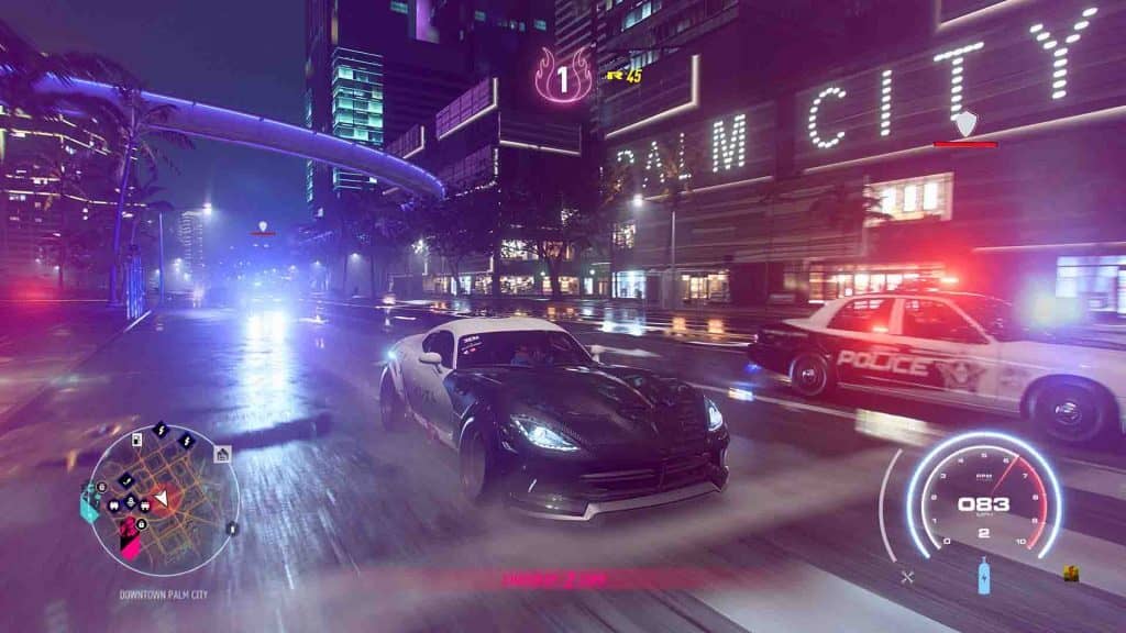 Game Need for Speed Heat cảnh rượt đuổi cảnh sát tốc độ cao ở Palm City Need for Speed Heat rượt đuổi cảnh sát đêm Dodge Viper