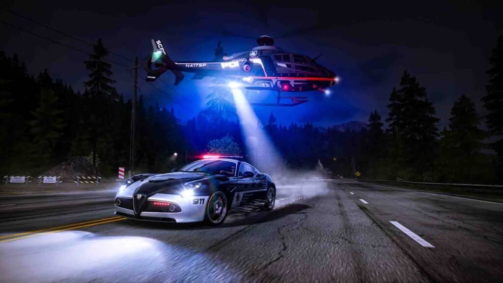 Need for Speed Hot Pursuit Remastered cảnh sát Alfa Romeo 8C Companion Spyder đêm