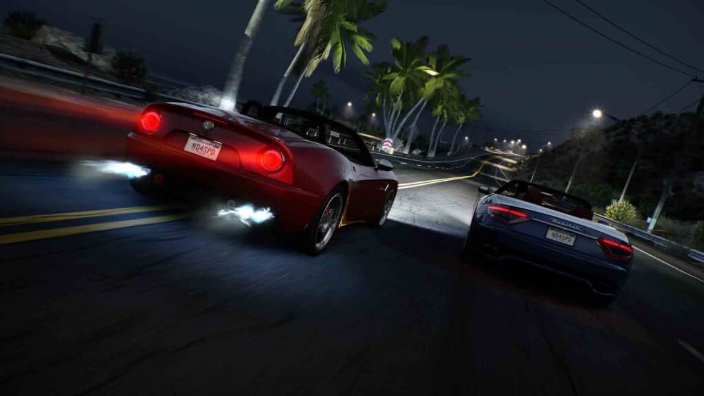 NFS Hot Pursuit Remastered đua xe đêm Ferrari 599 GTO và Maserati GranCabrio