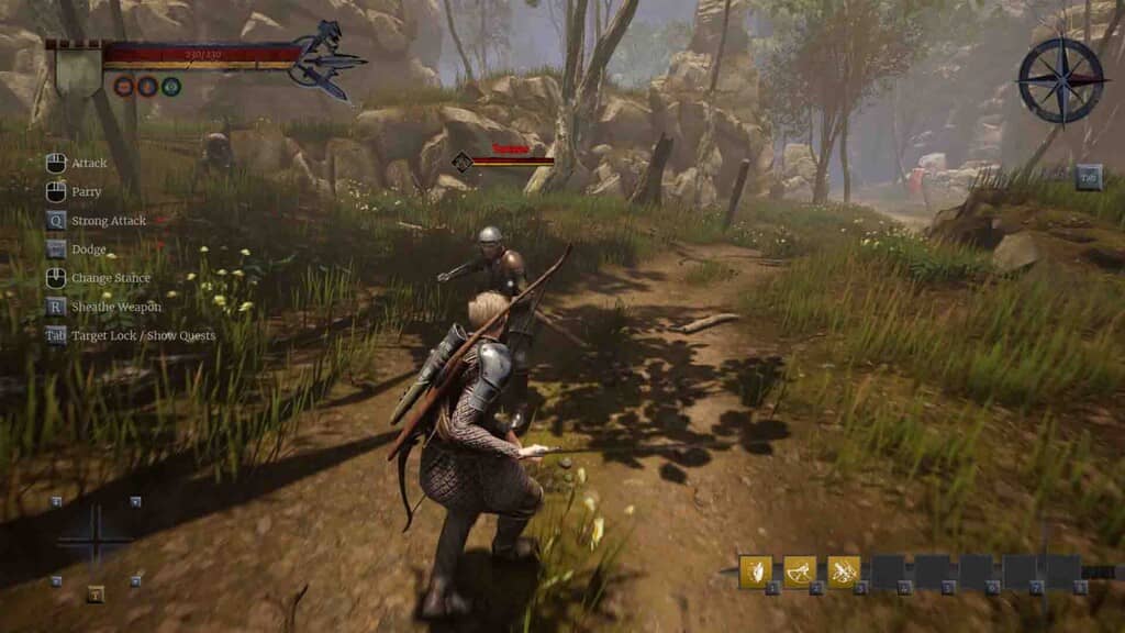 Of Ash and Steel Combat Bắn cung trong rừng Cảnh chiến đấu Of Ash and Steel, nhân vật dùng cung tên