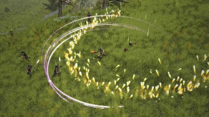 Hiệu ứng phép thuật AOE chiến đấu trên bãi cỏ Sacred 2 Remaster