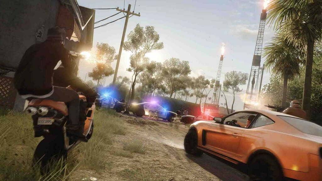 battlefield-hardline-car-chase-action Cảnh rượt đuổi xe và đấu súng kịch tính trong Battlefield Hardline