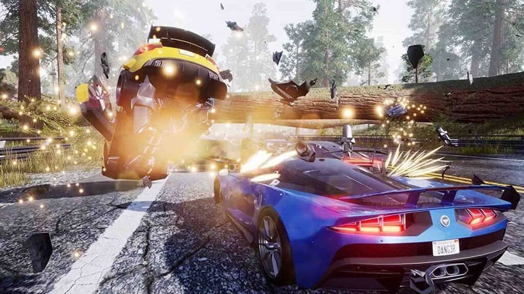 Cảnh va chạm siêu xe nảy lửa trong game Dangerous Driving