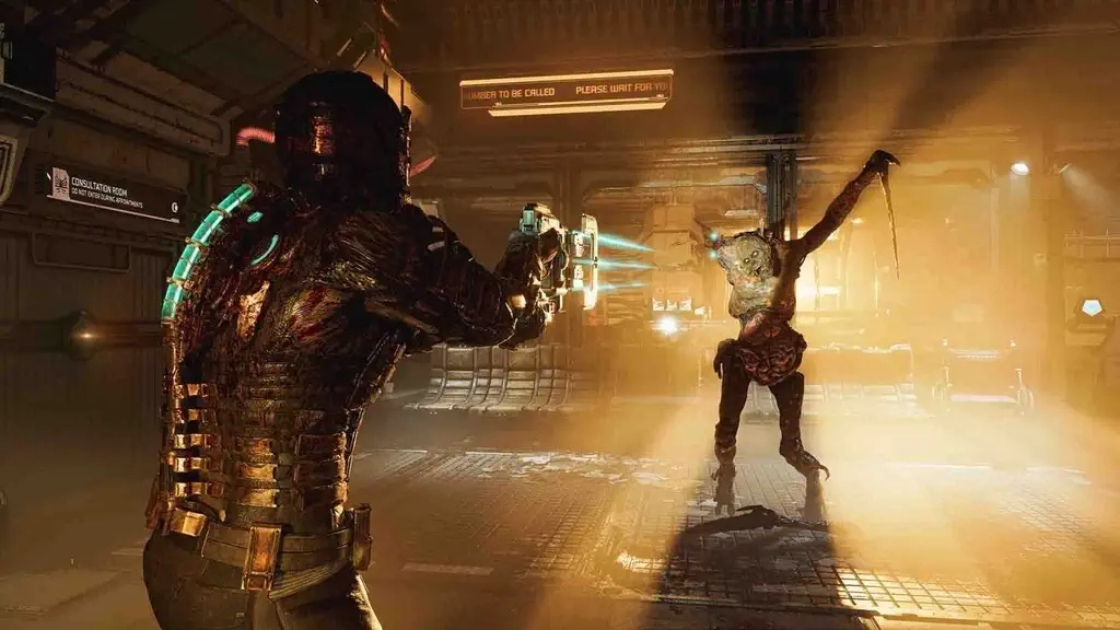 Isaac Clarke dùng súng Plasma Cutter chiến đấu với Necromorph trong Dead Space Remake
