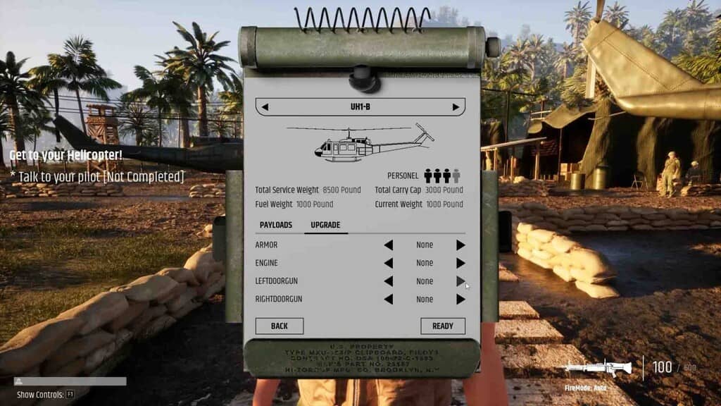 Tùy chỉnh trực thăng UH-1B - Good Kill Giao diện tùy chỉnh trực thăng UH-1B trong game Good Kill