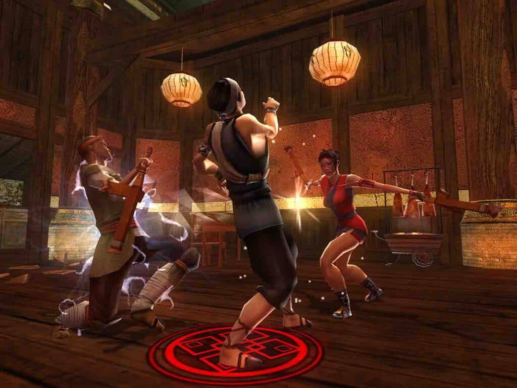 Nhân vật chính Jade Empire chiến đấu võ thuật trong tửu lầu