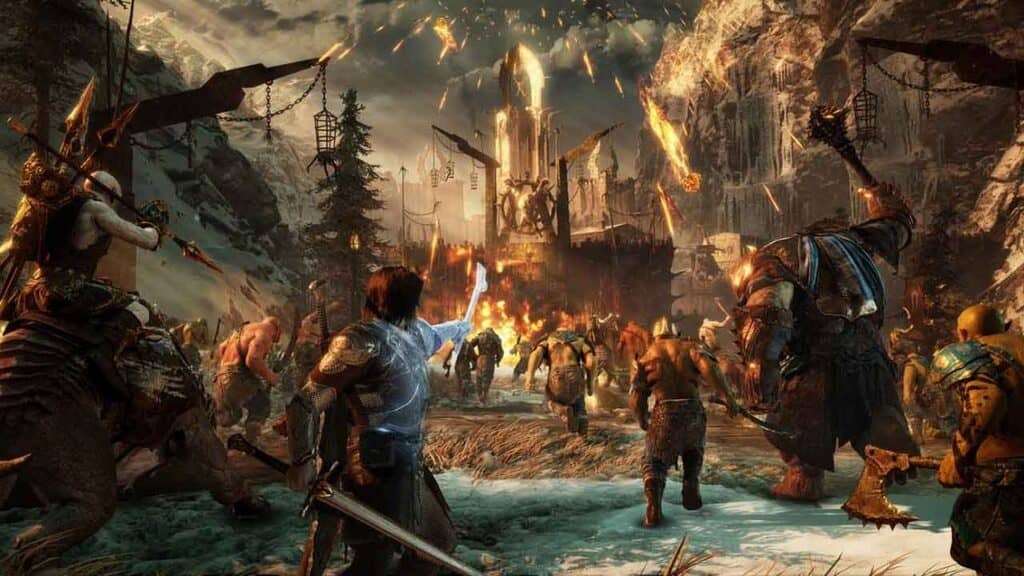 Talion dẫn quân đánh Siege Chiến tranh Tổng lực Shadow of War tấn công Pháo đài