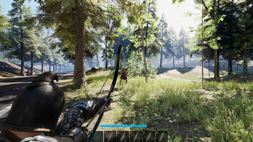 Gameplay No One Survived nhân vật dùng cung tên chiến đấu trong rừng