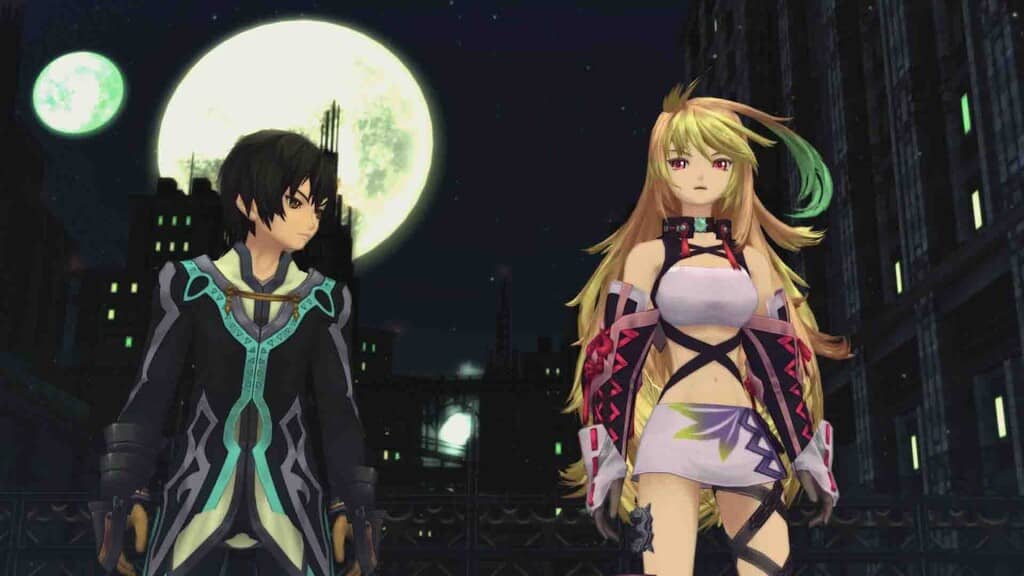Jude Mathis và Milla Maxwell Tales of Xillia Remastered dưới trăng
