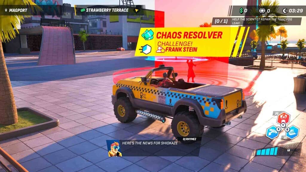 Xe taxi vàng trong game Taxi Chaos 2 nhận thử thách Chaos Resolver