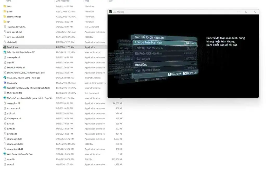 Hướng dẫn tìm file exe và khởi chạy game Dead Space Remake trong thư mục cài đặt.