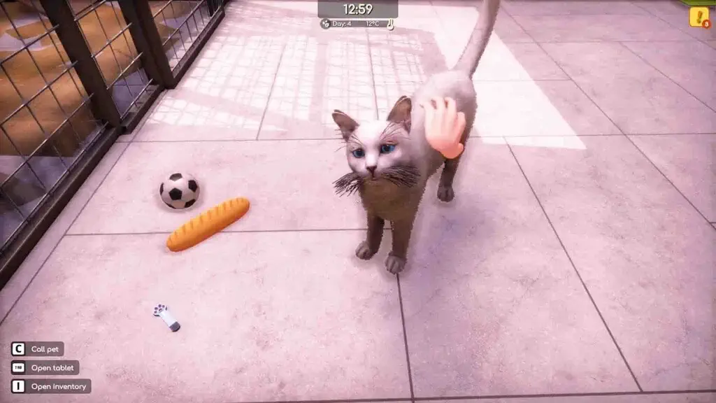Tương tác vuốt ve mèo trong game mô phỏng Animal Shelter 2