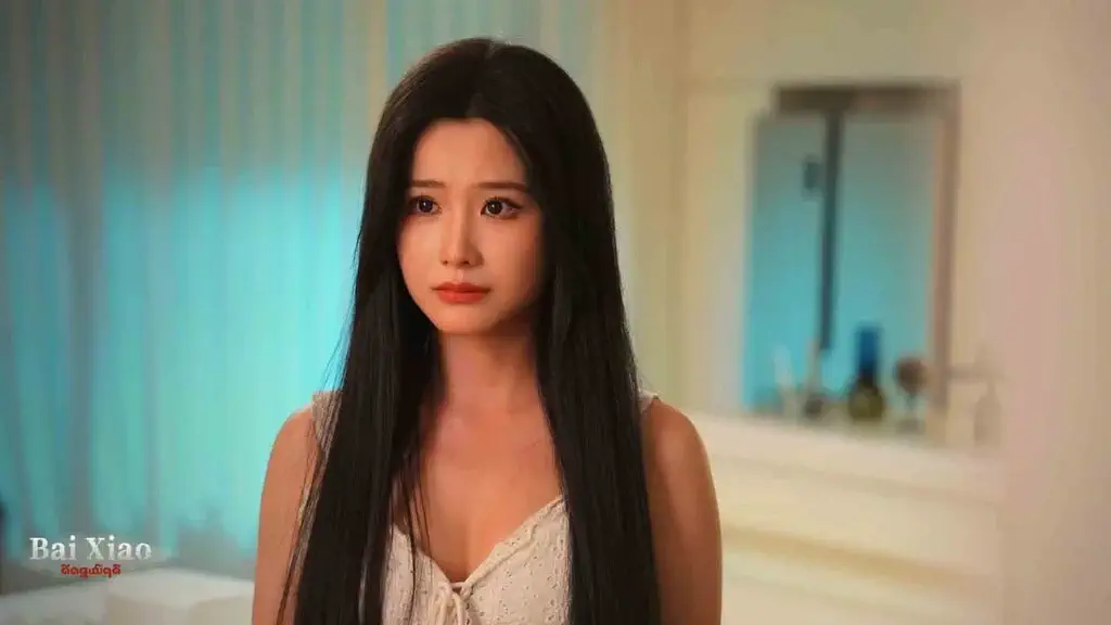Biểu cảm buồn bã của nhân vật Bai Xiao trong Blood Money Lethal Eden