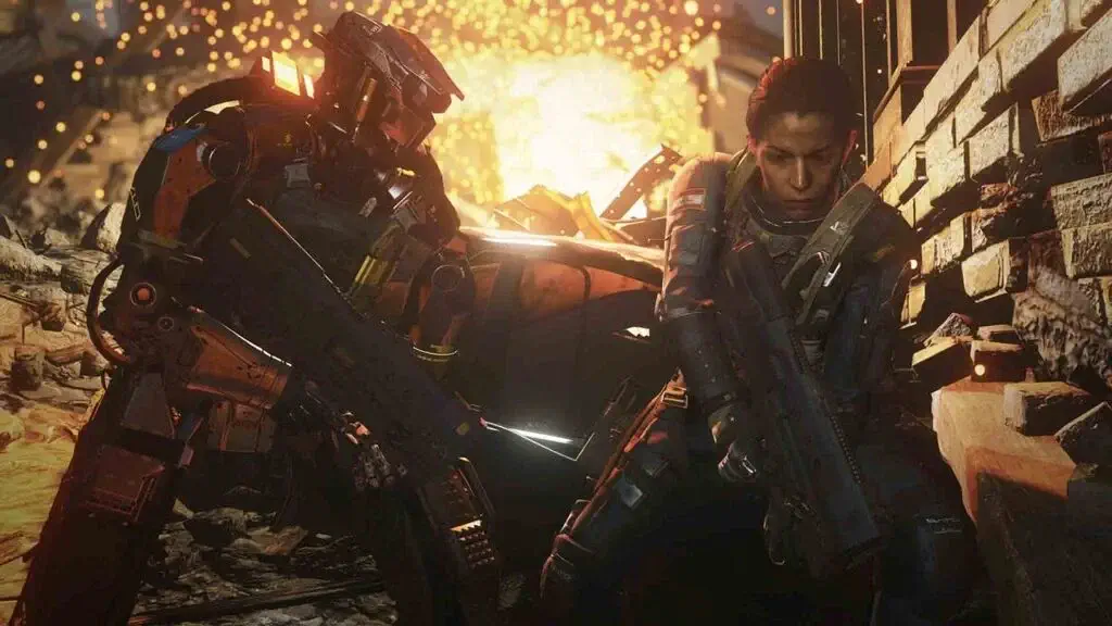 Nick Reyes và robot Ethan trong chiến dịch Call of Duty Infinite Warfare