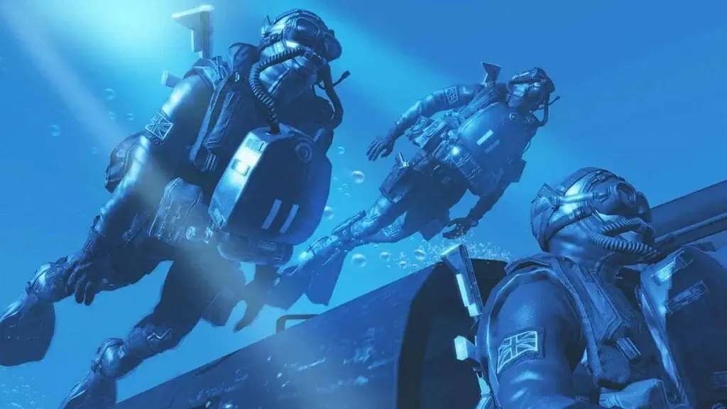 Biệt kích lính thủy đánh bộ game Call of Duty Modern Warfare 2 lặn biển