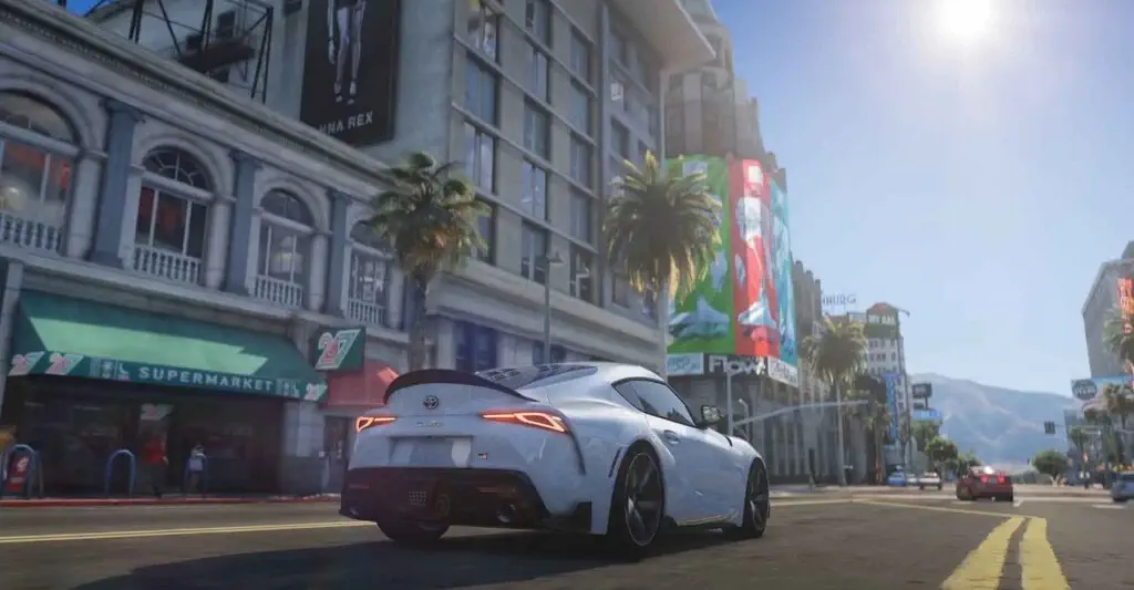 Xe Toyota Supra độ trong GTA V NVE Modpack GTA V NVE Platinum Modpack Toyota Supra White City View