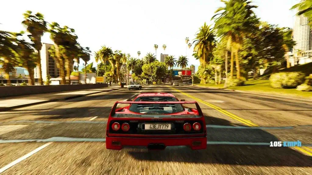 Siêu xe Ferrari F40 trong GTA V NVE Platinum GTA V NVE Platinum Modpack Ferrari F40 Red Highway