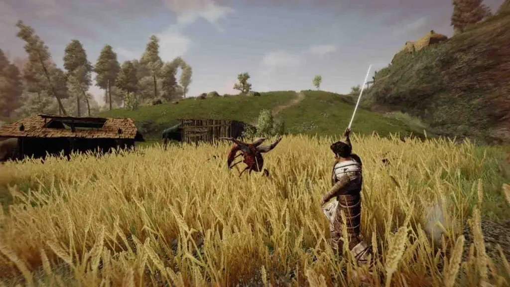 Nhân vật Gothic Complete tiêu diệt Bloodfly trên cánh đồng lúa chín