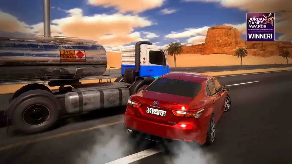 Highway Drifter Hajwala Simulator xe Camry đỏ lướt qua xe tải