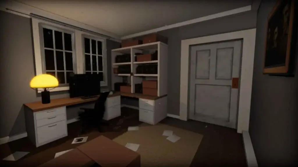 Không gian căn phòng làm việc u ám trong trò chơi Psycho