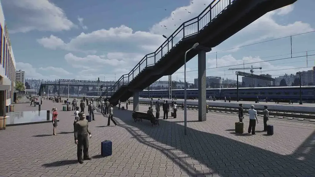 Ga tàu hỏa và hành khách trong game Red Passport Ticket to Russia