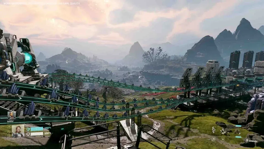 Xây dựng căn cứ StarRupture Hệ thống băng chuyền vận chuyển tài nguyên trong StarRupture trên hành tinh xanh