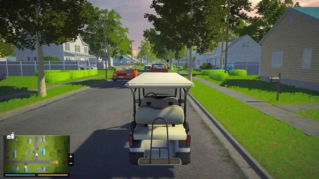 Gameplay Super Wash Simulator lái xe điện golf cart trong khu dân cư