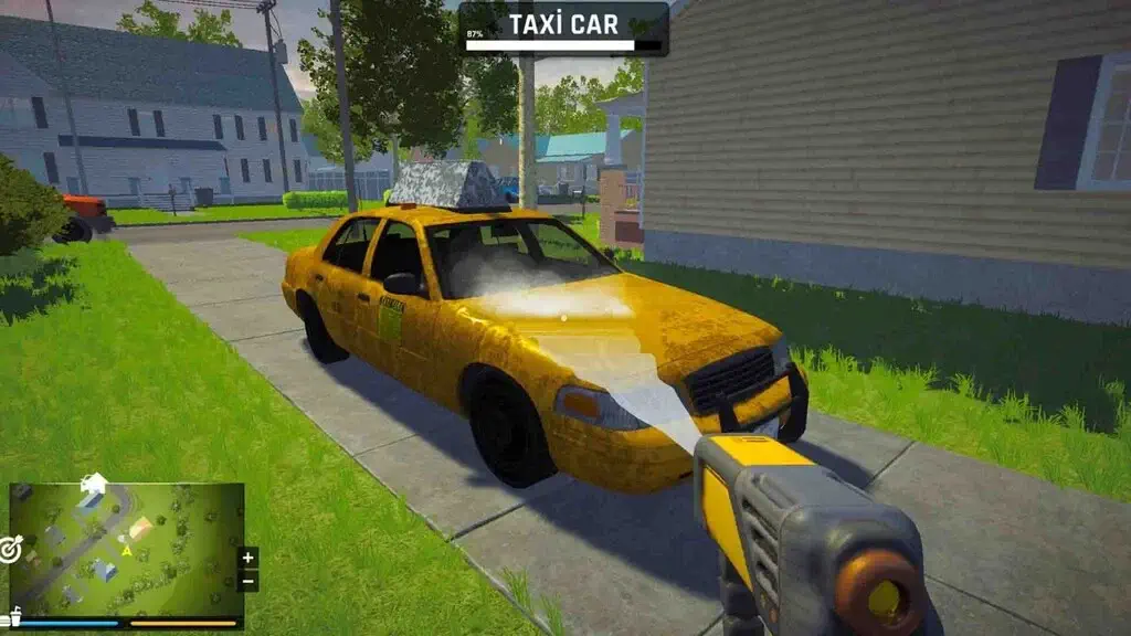 Cách rửa xe taxi bằng vòi xịt áp lực cao trong Super Wash Simulator