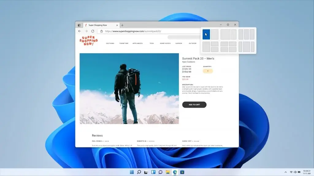 Tính năng Snap Layouts trên Windows 11 Pro v25H2 giúp tối ưu đa nhiệm