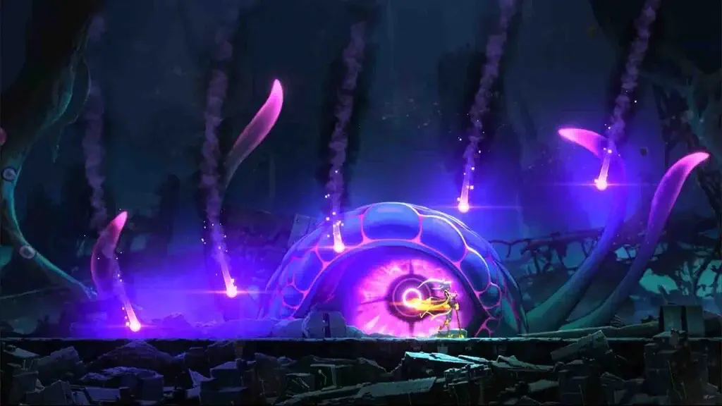 BlazBlue Entropy Effect Boss Battle Boss Mat Quy trong game BlazBlue Entropy Effect phong cach Roguelite