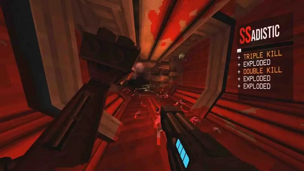 game ultrakill gameplay hanh dong toc do cao trong hang lang mau do sssadistic