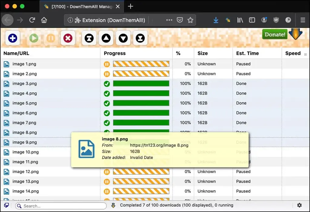 Tiện ích DownThemAll hỗ trợ tải file hàng loạt trên trình duyệt